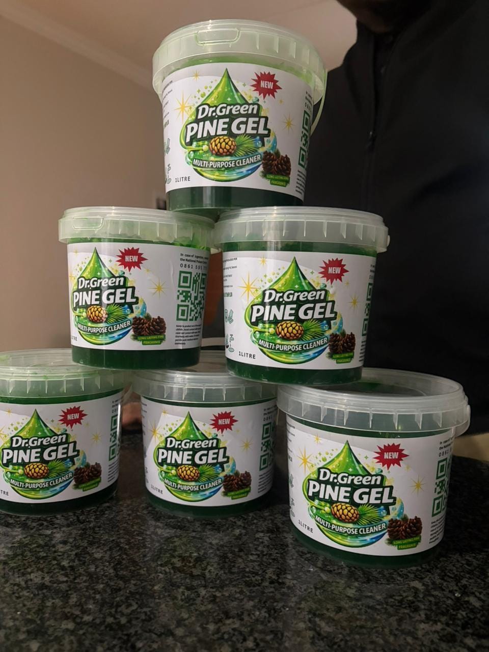 Six tubs of Dr Green Pine Gel
