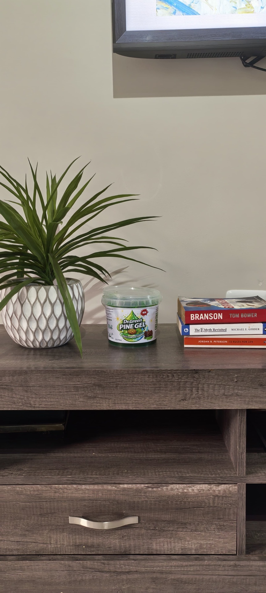 Dr Green Pine Gel 1L on a styled living room shelf